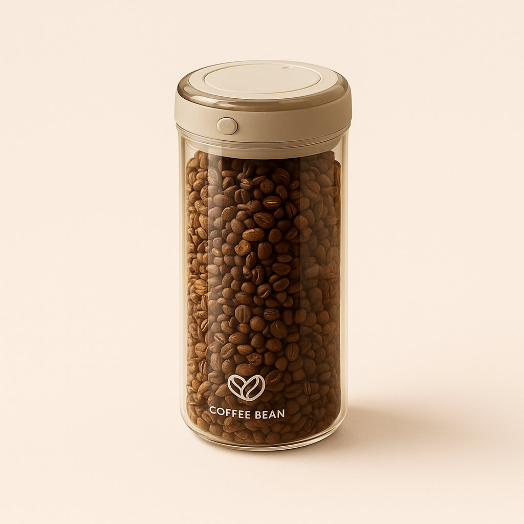 FlickRush - Coffee Container with Vacuum Seal - Transparent Glass, Available in 500 ml, 1100 ml, 1700 ml