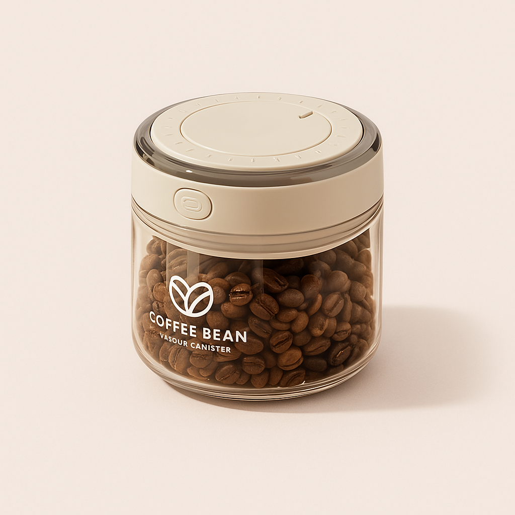 FlickRush - Coffee Container with Vacuum Seal - Transparent Glass, Available in 500 ml, 1100 ml, 1700 ml